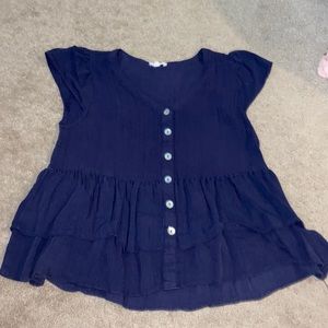 navy button down top